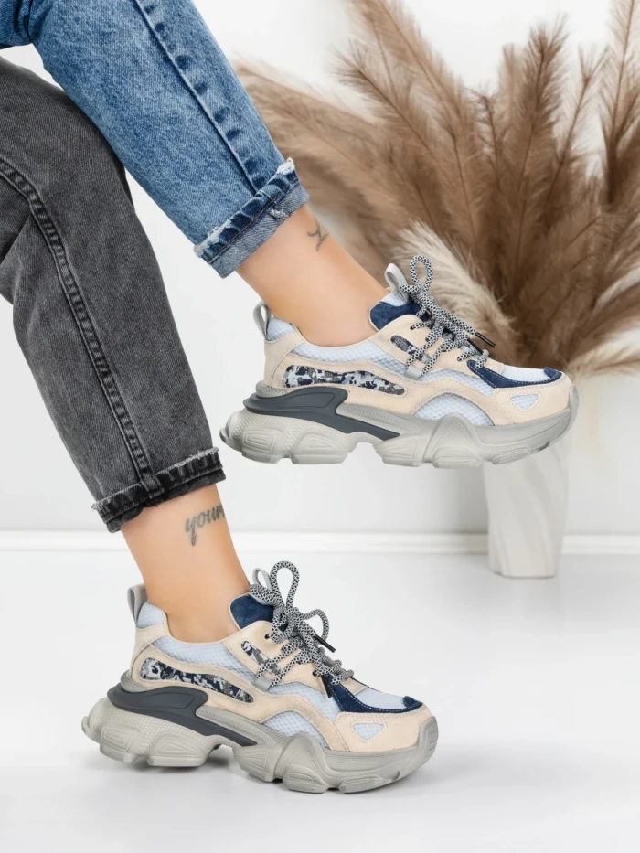 Pantofi Sport Dama din piele naturala Y5757-1 BLUE | ADVANCER