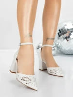 Pantofi cu Toc Gros 5XKK82 WHITE | MEI