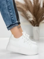 Pantofi Sport Dama cu Platforma 5WL118 WHITE | MEI