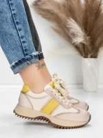 Pantofi Sport Dama din piele naturala KM3309 YELLOW | ADVANCER