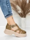 Sandale Dama din piele naturala 10668 KHAKI | ADVANCER