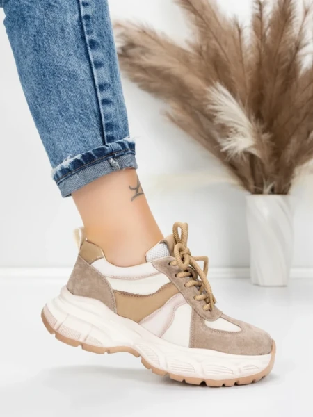 Pantofi Sport Dama din piele naturala HY3393 KHAKI | ADVANCER