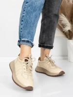 Pantofi Sport Dama din piele naturala 88253 CREAM | ADVANCER