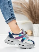 Pantofi Sport Dama din piele naturala HY2986 CREAM-PURPLE | FRANCO GERARDO