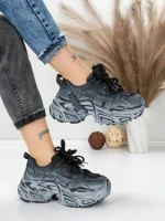 Pantofi Sport Dama din piele naturala 918-1 BLACK-GREY | FRANCO GERARDO