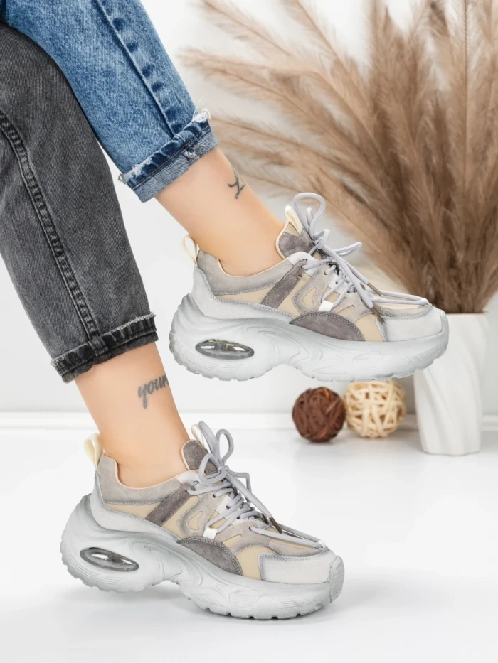 Pantofi Sport Dama din piele naturala HY2122 GREY | FRANCO GERARDO