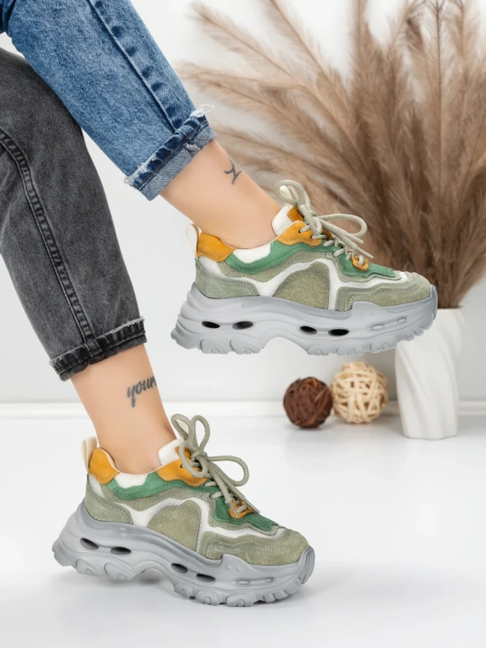 Pantofi Sport Dama din piele naturala HY2926-1 LIGHT GREEN | FRANCO GERARDO