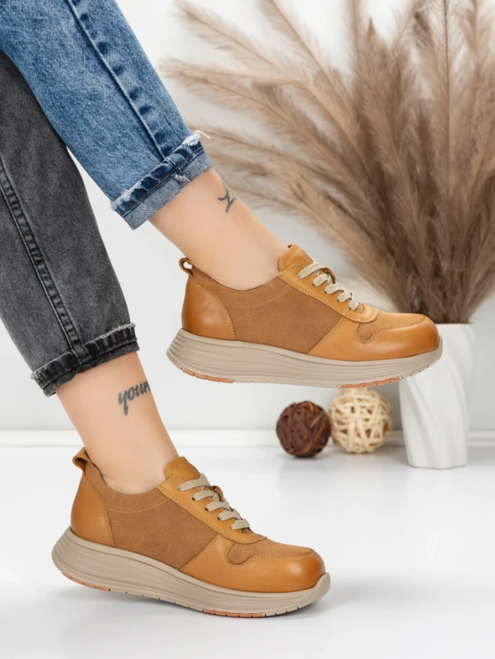 Pantofi Sport Dama din piele naturala 16-2 YELLOW | FRANCO GERARDO