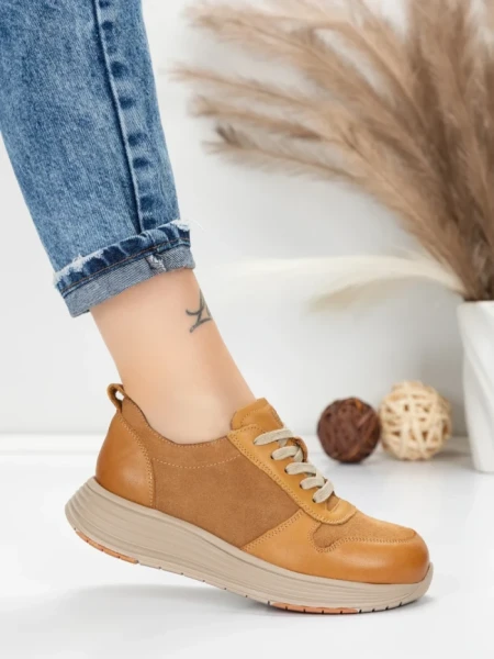 Pantofi Sport Dama din piele naturala 16-2 YELLOW | FRANCO GERARDO