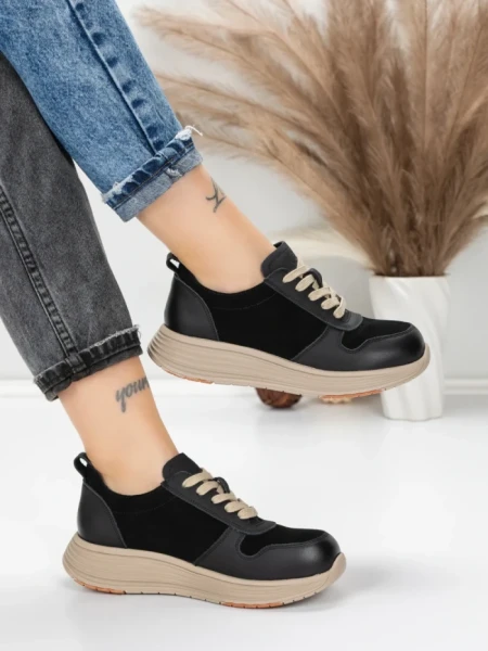 Pantofi Sport Dama din piele naturala 16-2 BLACK | FRANCO GERARDO