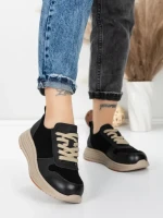 Pantofi Sport Dama din piele naturala 16-2 BLACK | FRANCO GERARDO