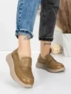 Pantofi Casual Dama din piele naturala 16-7 KHAKI | FRANCO GERARDO