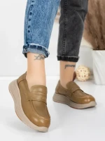 Pantofi Casual Dama din piele naturala 16-7 KHAKI | FRANCO GERARDO