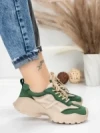 Pantofi Sport Dama din piele naturala 7109 GREEN-CREAM | FRANCO GERARDO