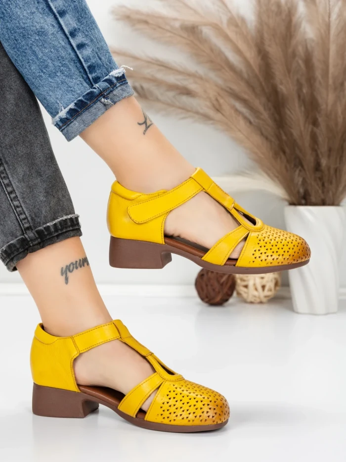 Sandale Dama din piele naturala 1171 YELLOW | FORMATIONE