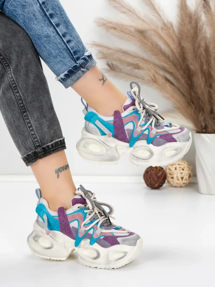 Pantofi Sport Dama din piele naturala HY8988-1 PURPLE-LIGHT PURPLE | FRANCO GERARDO