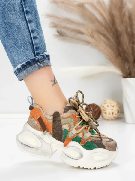 Pantofi Sport Dama din piele naturala HY8988-1 BROWN-GREY | FRANCO GERARDO