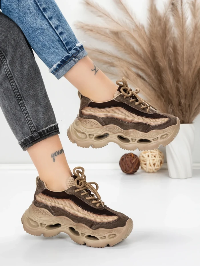Pantofi Sport Dama din piele naturala HY6376 COFFEE | FRANCO GERARDO