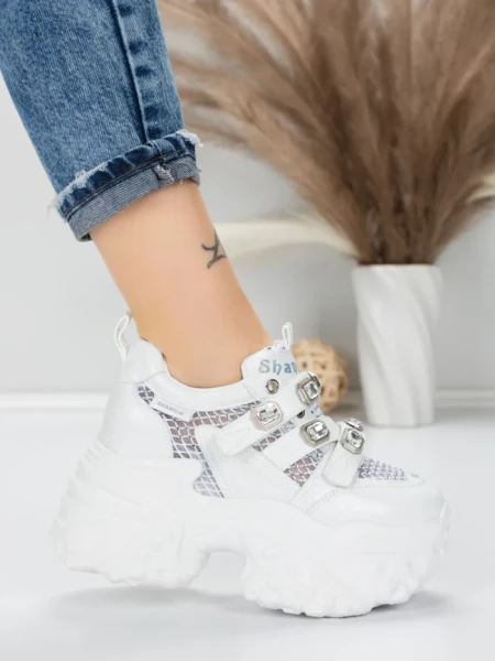 Pantofi Sport Dama cu Platforma 6166-86 WHITE | MEI