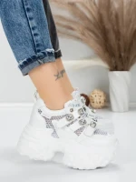 Pantofi Sport Dama cu Platforma 6166-86 WHITE | MEI