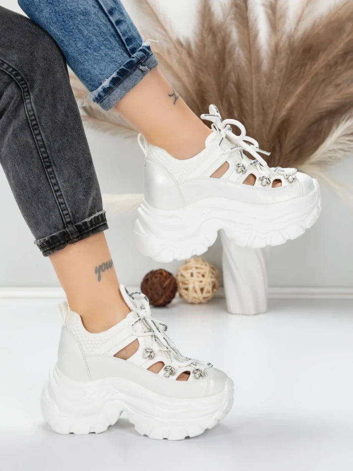 Pantofi Sport Dama cu Platforma 0897-33 WHITE | MEI