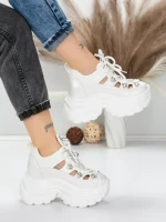 Pantofi Sport Dama cu Platforma 0897-33 WHITE | MEI