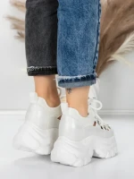 Pantofi Sport Dama cu Platforma 0897-33 WHITE | MEI