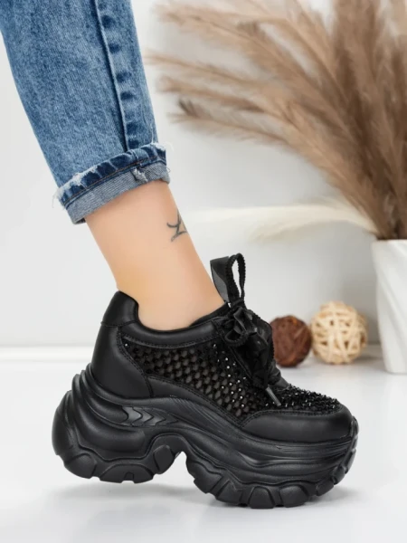 Pantofi Sport Dama cu Platforma 0897-36 BLACK | MEI