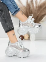 Pantofi Sport Dama cu Platforma 0897-36 SILVER | MEI