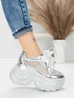 Pantofi Sport Dama cu Platforma 0897-36 SILVER | MEI