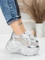Pantofi Sport Dama cu Platforma 0897-36 SILVER | MEI