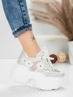 Pantofi Sport Dama cu Platforma 6166-87 WHITE | MEI