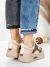 Pantofi Sport Dama din piele naturala 2577 CREAM-COFFEE | FRANCO GERARDO