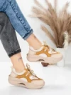 Pantofi Sport Dama din piele naturala 2577 CREAM-YELLOW | FRANCO GERARDO