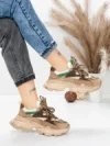 Pantofi Sport Dama din piele naturala HY5798 BROWN-GREEN | FRANCO GERARDO