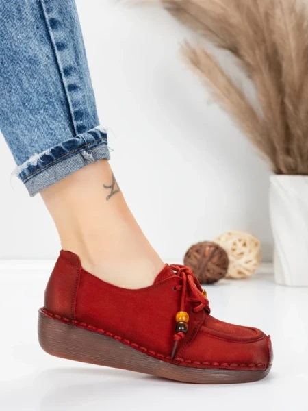 Pantofi Casual Dama din piele naturala 2553 RED | FORMATIONE