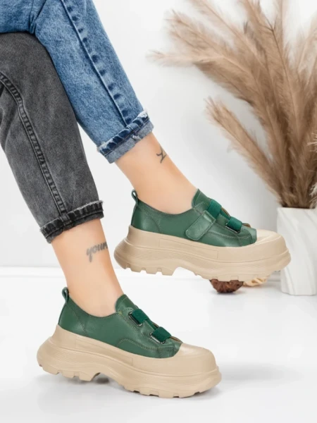 Pantofi Sport Dama din piele naturala 6806 GREEN | ADVANCER