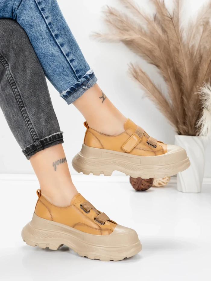 Pantofi Sport Dama din piele naturala 6806 YELLOW | ADVANCER