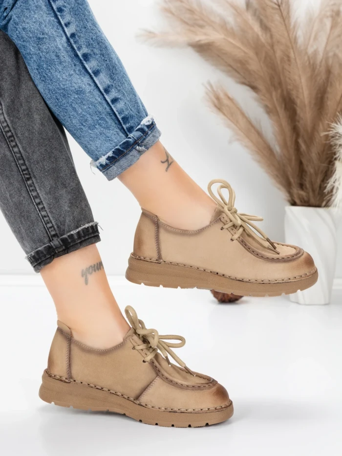 Pantofi Casual Dama din piele naturala 8887 APRICOT | FORMATIONE