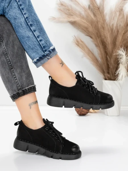 Pantofi Casual Dama din piele naturala 556 BLACK | FORMATIONE
