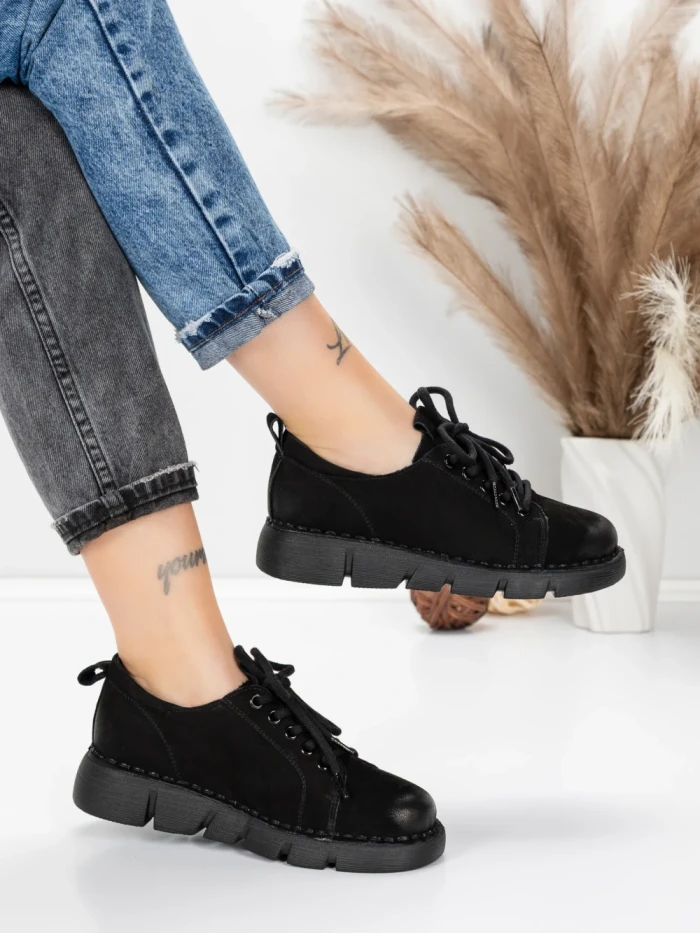 Pantofi Casual Dama din piele naturala 556 BLACK | FORMATIONE