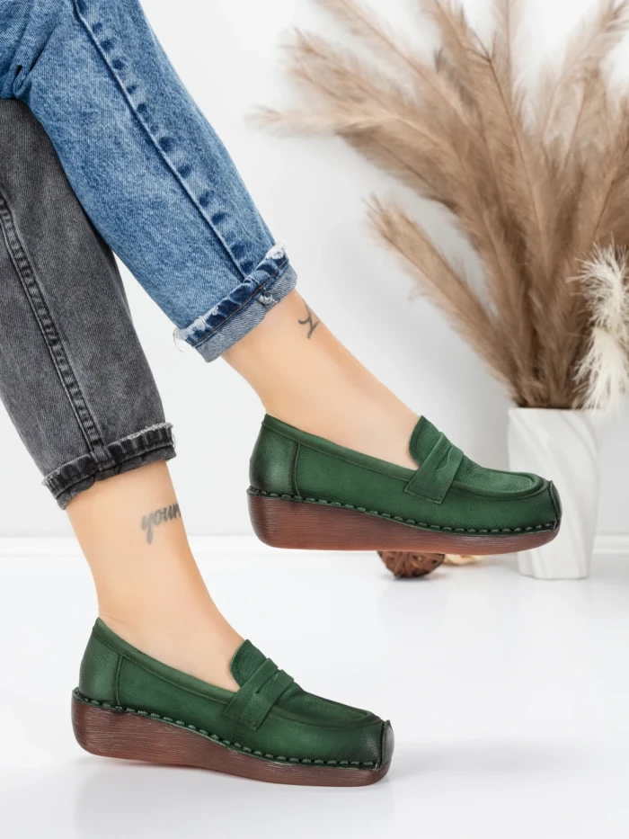 Pantofi Casual Dama din piele naturala 2557 GREEN | FORMATIONE
