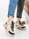 Pantofi Sport Dama din piele naturala 2576 CREAM-BLACK | ADVANCER