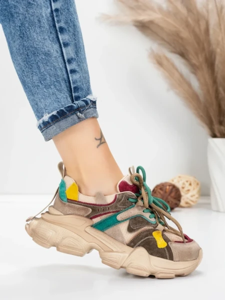 Pantofi Sport Dama din piele naturala HY5782 GREY-WINE | FRANCO GERARDO