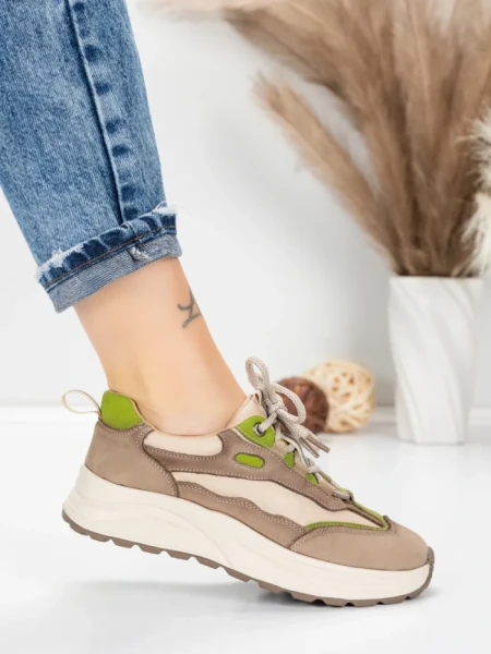 Pantofi Sport Dama din piele naturala 773 LIGHT GREEN | FRANCO GERARDO