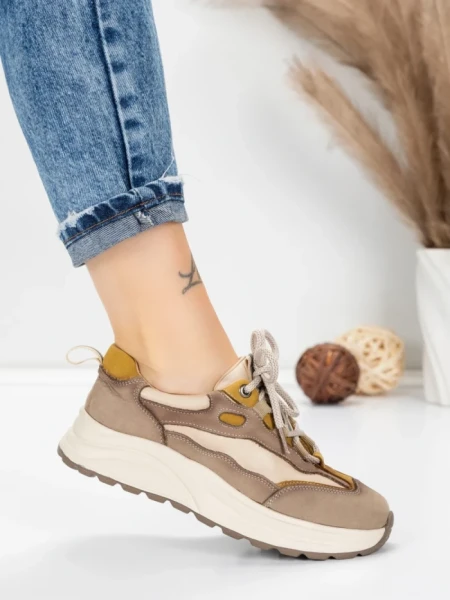 Pantofi Sport Dama din piele naturala 773 YELLOW | FRANCO GERARDO