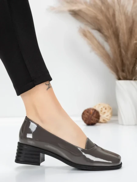 Pantofi cu toc din piele naturala 1355-10 GREY | ADVANCER