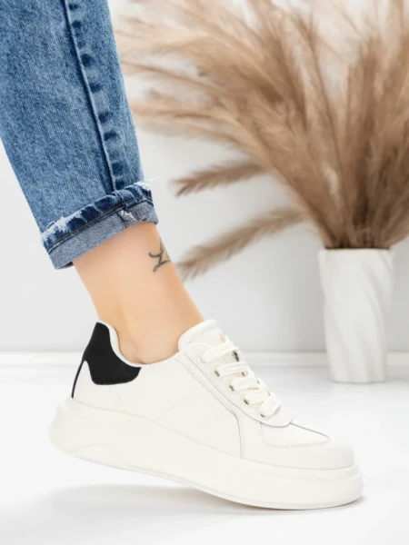 Pantofi Sport Dama din piele naturala FP26309 WHITE-BLACK | ADVANCER