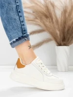 Pantofi Sport Dama din piele naturala FP26309 WHITE-APRICOT | ADVANCER