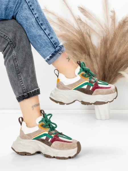 Pantofi Sport Dama din piele naturala HY1369 APRICOT-RED | FRANCO GERARDO